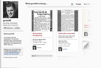 Profile page on New York Daily News Archive