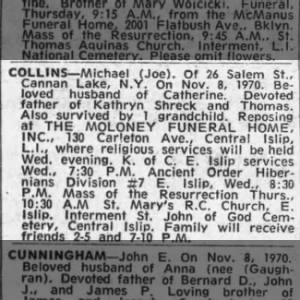 Obituary for Michael COLLINS