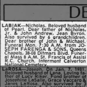Obituary for Nicholas LABIAK